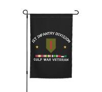 Drapeaux De Jardin Vétéran De La Guerre Du Golfe, 1Re Division D'Infanterie Bannière Jardins Imperméabiliser Bannières Extérieure Decoration Drapeaus Décoratif Pour Défilé Fête Festivals 30X45CM