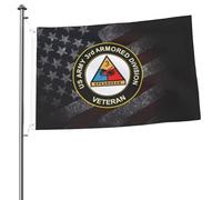 Drapeaux De Jardin Vétéran De L'Armée Américaine, 3E Division Blindée Drapeau Fierté Résistant Bannière Jardins Decoration Bannières Extérieure Pour Festivals Fête Défilé 90X152CM