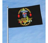 Drapeaux De Jardin Vétéran Des Combats Du Vietnam, 1Er Bataillon, 11E Régiment D'Infanterie, 5E Division D'Infanterie Drapeau Fierté Drapeaus Décoratif Résistant Bannière Jardins Pour 90X150Cm