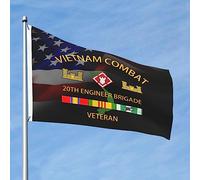 Drapeaux De Jardin Vétéran Du Combat Du Vietnam Avec La 20E Brigade Du Génie Ssi Drapeau Fierté Durable Drapeaus Décoratif Résistant Bannières Extérieure Pour Défilé Festivals Fête 90X152CM