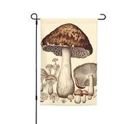 Drapeaux de jardin vintage à dessin de champignons pour l'extérieur - 30,5 x 45,7 cm - Drapeau de jardin saisonnier double face avec œillets - Drapeau d'extérieur pour décoration de maison - Toile de