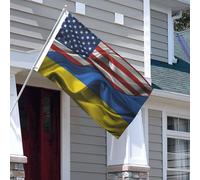 Drapeaux De Jardin Vintage America Ukraine Ukrainian Drapeaus Décoratif Couleurs Vives Bannières Extérieure Imperméabiliser Bannière Jardins Pour Fête Défilé Balcon 90X152CM
