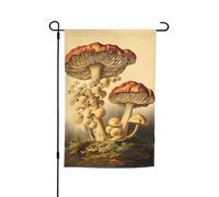 Drapeaux de jardin vintage champignons pour l'extérieur - 30,5 x 45,7 cm - Drapeau de jardin saisonnier double face avec œillets - Drapeau d'extérieur pour décoration de maison - Toile de fond pour
