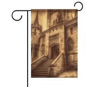 Drapeaux de jardin vintage château médiéval printemps été 30,5 x 45,7 cm double face pour extérieur, drapeaux saisonniers et bannières pour patio, cour, terrasse, porche, jardin, terrasse, balcon