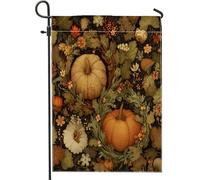Drapeaux de jardin vintage de récolte de citrouille d'automne 30,5 x 45,7 cm double face pour décoration extérieure, esthétique automnale, motif rétro années 70, drapeau de maison, Thanksgiving