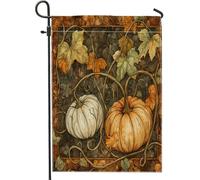 Drapeaux de jardin vintage de récolte de citrouilles d'automne 30,5 x 45,7 cm double face pour l'extérieur, esthétique d'automne des années 70, drapeau de maison en toile standard, drapeau de maison