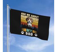 Drapeaux De Jardin Vintage Demandez-Moi À Propos De Mon Chien Bannière Jardins Imperméabiliser Bannières Extérieure Durable Drapeaus Décoratif Pour Défilé Fête Balcon 90X150CM