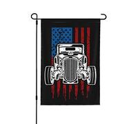 Drapeaux De Jardin Vintage Hot Rod American Classic Car Bannière Extérieure Résiste Aux Intempéries Treer Drapeau Toutes Les Saisons Pelouse Drapeaux Pour Patio Célébrations Jardinage M
