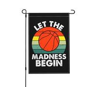 Drapeaux de jardin vintage Let The Madness Begin 30,5 x 45,7 cm, double face, pour la maison, la pelouse, le patio, les vacances, la saison, l'extérieur, drapeau de bienvenue
