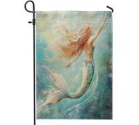 Drapeaux de jardin vintage sirènes 30,5 x 45,7 cm double face pour extérieur, drapeaux de pelouse en toile de jute standard pour filles, arrière-cour, petite maison, décoration extérieure