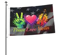 Drapeaux De Jardin Violon De Paix Et D'Amour Drapeaux Décoratifs D'Extérieur Couleurs Vives Bannière De Jardin Pour Vacances Jardins Défilé 90X150 CM