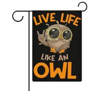 Drapeaux de jardin « Vivre comme un hibou » double face pour décoration extérieure, 32 x 47 cm