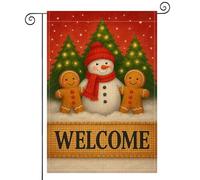 Drapeaux De Jardin Welcome Merry Christmas Snowman Gingerbreads Décorations Treer Drapeau Résiste Aux Intempéries Pelouse Drapeaux Pour Célébrations Jardinage M