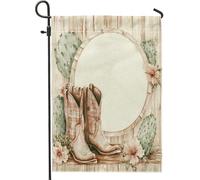 Drapeaux de jardin Western Cowboy Martin Boots 30,5 x 45,7 cm double face pour décoration extérieure, cactus vintage, drapeau de maison, petit drapeau de pelouse de jardin