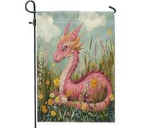 Drapeaux de jardin Western Dragons 30,5 x 45,7 cm double face pour extérieur, champ de fleurs floral, drapeaux de pelouse en toile de jute standard, drapeau de jardin, petite maison, décoration