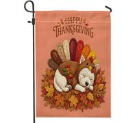Drapeaux de jardin Westie pour l'automne, Thanksgiving, 30,5 x 45,7 cm double face pour l'extérieur, drapeau de maison vertical standard en toile de Turquie, drapeaux de maison, de vacances, de cour
