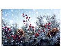 Drapeaux De Jardin Winter Christmas Xmas Tree With Snow Snowflake In Seasonal Landscape Garden Flag Décorations Drapeau Extérieur Pour Patio Ferme Balcon Fête 90X150 CM