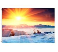 Drapeaux De Jardin Winter Landscape With Snow In Mountains Treer Drapeau Résiste Aux Intempéries Drapeau Extérieur Pour Patio Célébrations Jardinage 90X150 CM