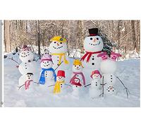 Drapeaux De Jardin Winter Snowman Big Family In Snow Christmas And New Year Holiday Pelouse Drapeaux Premium Treer Drapeau Pour Célébrations Jardinage Balcon Fête 90X150 CM