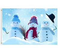 Drapeaux De Jardin Winter Snowman In The Snow Scene Drapeau Extérieur Coupe-Vent Et Étancheune Pelouse Drapeaux Pour Ferme Balcon Fête Patio 90X150 CM