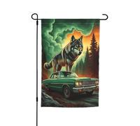 Drapeaux de jardin Wolf Car (2) - Drapeaux décoratifs double face pour terrasse extérieure 30 x 45 cm
