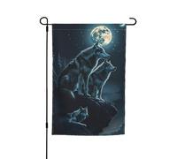 Drapeaux de jardin Wolf Moon (2) - Drapeaux décoratifs double face pour terrasse extérieure 30 x 45 cm