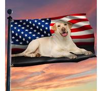 Drapeaux De Jardin Yellow Labrador Retriever American Drapeau Extérieur Coupe-Vent Et Étancheune Garden Flag Pour Ferme Balcon Fête Patio 90X150 CM