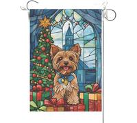 Drapeaux De Jardin Yorkshire Avec Un Motif De Vitrail Vibrant Et Un Fond Fleuri Drapeaus Décoratif Imperméabiliser Drapeau Fierté Durable Bannière Jardins Pour Festivals Balcon Défilé 30X45CM