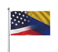 Drapeaux de la Colombie et des États-Unis, bannière extérieure double face 3x5 avec 2 œillets en laiton, décoration pour terrasse et pelouse.