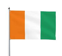 Drapeaux de la Côte d'Ivoire, drapeaux décoratifs d'extérieur 0,9 x 1,5 m 100% polyester drapeaux à l'extérieur du drapeau tous temps, la couleur est vive et facile à estomper, séchage rapide.