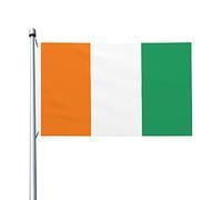 Drapeaux de la Côte d'Ivoire, drapeaux décoratifs d'extérieur 0,9 x 1,5 m 100% polyester drapeaux à l'extérieur du drapeau tous temps, la couleur est vive et facile à estomper, séchage rapide.
