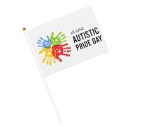 Drapeaux de la Journée de la fierté autiste, petits drapeaux à main avec mât pour décoration de fête