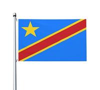 Drapeaux de la République démocratique du Congo, drapeaux décoratifs d'extérieur 0,9 x 1,5 m 100% polyester drapeaux à l'extérieur du drapeau tous temps, la couleur est vive et facile à estomper, sé