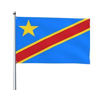 Drapeaux de la République démocratique du Congo, drapeaux décoratifs d'extérieur 0,9 x 1,5 m 100% polyester drapeaux à l'extérieur du drapeau tous temps, la couleur est vive et facile à estomper, sé