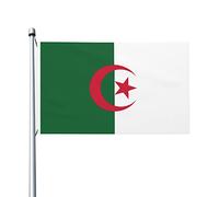 Drapeaux de l'Algérie, drapeaux décoratifs d'extérieur 0,9 x 1,5 m 100% polyester drapeaux à l'extérieur du drapeau tous temps, la couleur est lumineuse et facile à estomper, séchage rapide.