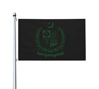 Drapeaux de l'emblème de l'État du Pakistan, drapeaux décoratifs d'extérieur 0,9 x 1,5 m 100% polyester drapeaux à l'extérieur du drapeau tous temps, la couleur est vive et facile à estomper, séchag