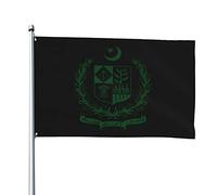 Drapeaux de l'emblème de l'État du Pakistan, drapeaux décoratifs d'extérieur 0,9 x 1,5 m 100% polyester drapeaux à l'extérieur du drapeau tous temps, la couleur est vive et facile à estomper, séchag