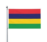 Drapeaux de l'île Maurice, drapeaux décoratifs d'extérieur 0,9 x 1,5 m 100% polyester drapeaux à l'extérieur du drapeau tous temps, la couleur est lumineuse et facile à estomper, séchage rapide.