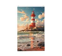 Drapeaux de l'océan Phare 9,5 x 1,5 m Bannière double face pour maison, cour, extérieur, intérieur, fête décorative