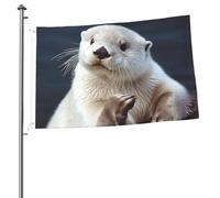Drapeaux de loutre blanche pour extérieur 6,1 x 91,4 cm, drapeau de jardin saisonnier double face avec œillets, drapeau d'extérieur pour décoration de maison, toile de fond pour photo