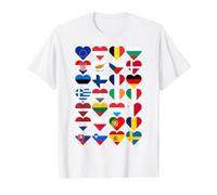 Drapeaux de l'Union européenne en Forme de cœur, Motif fierté européenne T-Shirt Graphique avec Valeur