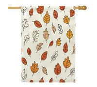 Drapeaux de maison amusants en feuilles d'érable d'automne 71 x 101,6 cm double face pour l'extérieur, plante de dessin animé d'automne standard en toile verticale pour la maison, joli drapeau