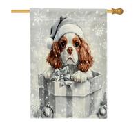 Drapeaux de maison Cavalier King Charles Spaniel de Noël 71 x 101,6 cm double face pour l'extérieur, cadeaux de luxe en toile verticale pour maison, drapeau imprimé chien avant cour arrière-cour