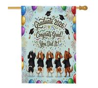 Drapeaux de maison Cavalier King Charles Spaniel Félicitations 71 x 101,6 cm pour extérieur, célébration de chiot, drapeau vertical standard en lin, remise de diplôme, décoration extérieure
