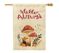 Drapeaux de maison champignon d'automne du milieu du siècle 71 x 101,6 cm pour l'extérieur, plantes d'automne vintage verticales standard en lin, drapeaux d'intérieur funky rétro années 70, décoration
