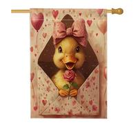 Drapeaux de maison de canard pour la Saint-Valentin, 71 x 101,6 cm, double face pour l'extérieur, lettres d'amour, amoureux des animaux, drapeaux verticaux standard en toile pour la maison, les