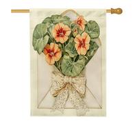 Drapeaux de maison de capucine de printemps 71,1 x 101,6 cm double face, enveloppes de fleurs amusantes en toile de jute standard, drapeaux floraux de jardin pour décoration extérieure