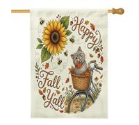 Drapeaux de maison de chat britannique à poil court aquarelle 71,1 x 101,6 cm pour extérieur, vélo d'automne, tournesol vertical, drapeau vertical standard en lin, décoration extérieure imprimée cool