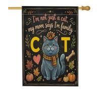 Drapeaux de maison de chats britanniques à poil court d'automne 71,1 x 101,6 cm double face, drapeaux de Thanksgiving, mignons drapeaux standard en toile de jute pour maison, pelouse, arrière-cour
