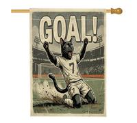 Drapeaux de maison de chats de football Bombays - 71,1 x 101,6 cm - Double face pour décoration - Rétro - Amusant - En toile de jute - Pour intérieur et extérieur